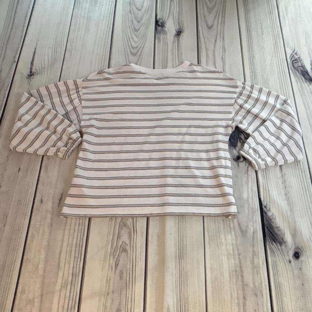 Madewell Striped Puff Drop-Shoulder Balloon-Sleeve Top Size S Cotton Blend - Picture 8 of 8